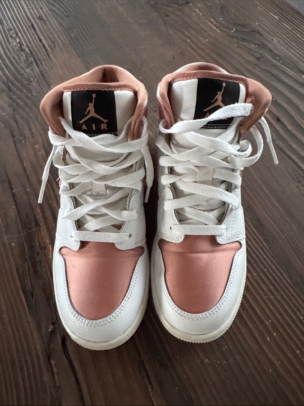 Nike High Top Jordan Sneakers in White and Rose Gold